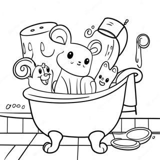 Cute Bathroom Animals Coloring Page 13467-10890