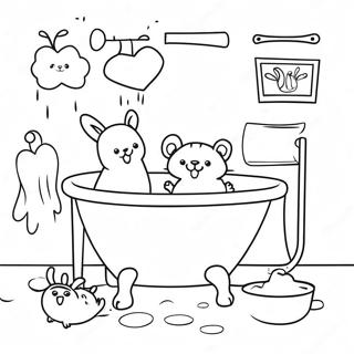 Cute Bathroom Animals Coloring Page 13467-10892