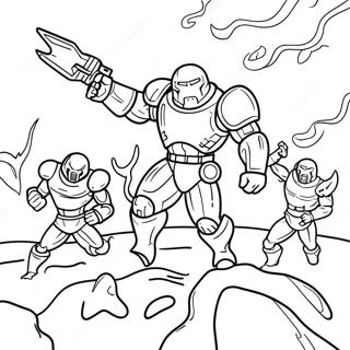 Doom Slayer Battling Demons Coloring Page 13497-10917