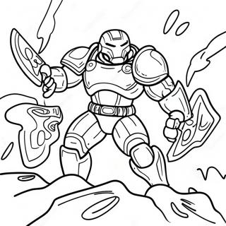 Doom Slayer Battling Demons Coloring Page 13497-10918