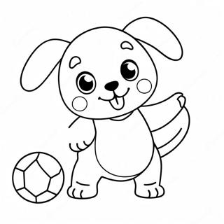 Cute Chibi Dog Playing With Ball Coloring Page 13507-10925