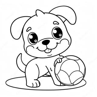 Cute Chibi Dog Playing With Ball Coloring Page 13507-10926