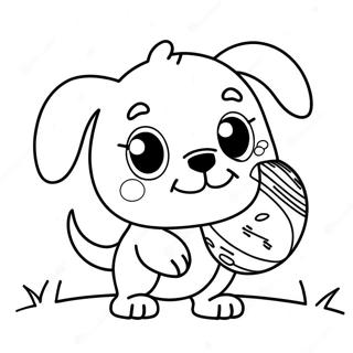 Cute Chibi Dog Playing With Ball Coloring Page 13507-10927