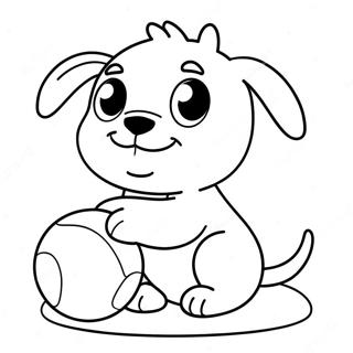 Cute Chibi Dog Playing With Ball Coloring Page 13507-10928