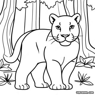 Majestic Cougar In The Forest Coloring Page 13567-10973