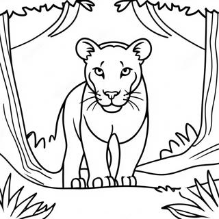 Majestic Cougar In The Forest Coloring Page 13567-10974