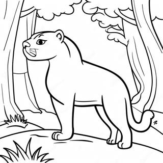 Majestic Cougar In The Forest Coloring Page 13567-10975