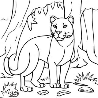 Majestic Cougar In The Forest Coloring Page 13567-10976