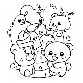 Cute Rilakkuma With Friends Coloring Page 13597-10998