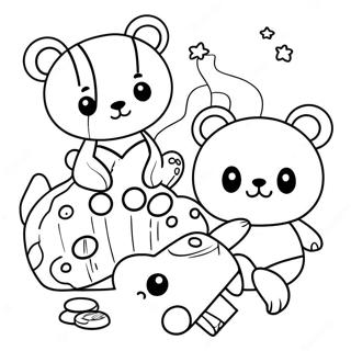 Cute Rilakkuma With Friends Coloring Page 13597-10999