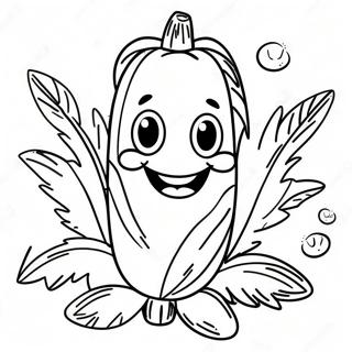 Happy Corn Character Coloring Page 13627-11019