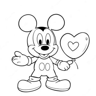 Mickey Mouse Holding Heart Balloon Coloring Page 13677-11071