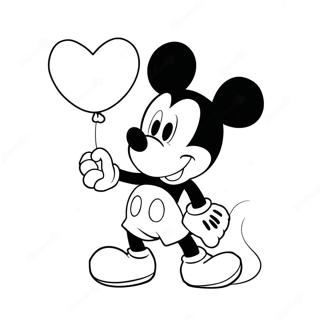 Mickey Mouse Holding Heart Balloon Coloring Page 13677-11072