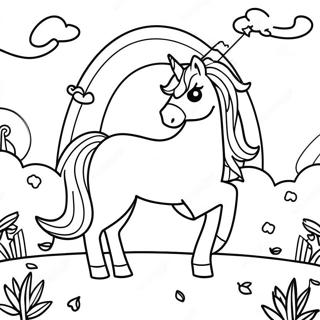 Magical Unicorn Girl In A Rainbow Forest Coloring Page 13697-11073