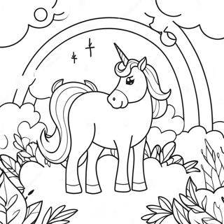 Magical Unicorn Girl In A Rainbow Forest Coloring Page 13697-11074