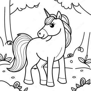 Magical Unicorn Girl In A Rainbow Forest Coloring Page 13697-11075