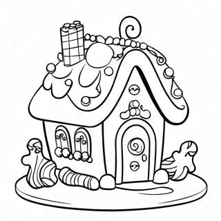 Gingerbread House With Colorful Candy Decorations Coloring Page 13756-11121