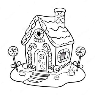 Gingerbread House With Colorful Candy Decorations Coloring Page 13756-11122