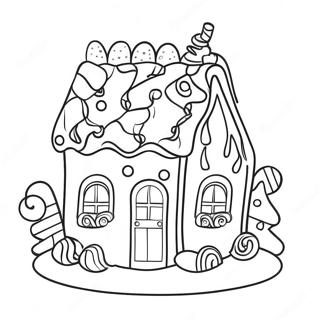 Gingerbread House With Colorful Candy Decorations Coloring Page 13756-11123