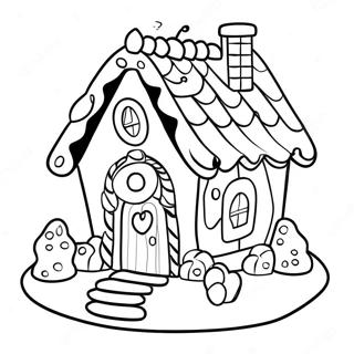 Gingerbread House With Colorful Candy Decorations Coloring Page 13756-11124