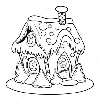 Whimsical Gingerbread House With Snowy Roof Coloring Page 13757-11126