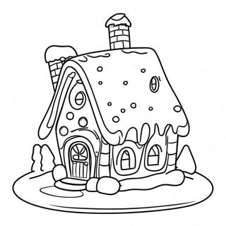 Whimsical Gingerbread House With Snowy Roof Coloring Page 13757-11128