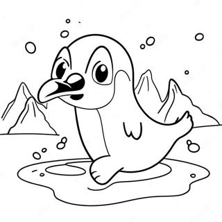 Adorable Penguin Sliding On Ice Coloring Page 13827-11183