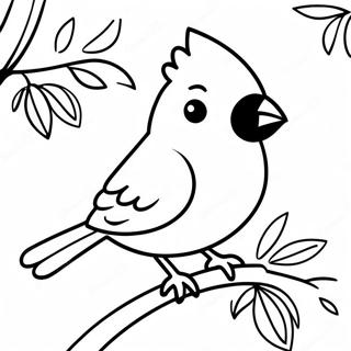 Cute Cardinal Sitting On A Branch Coloring Page 13877-11218