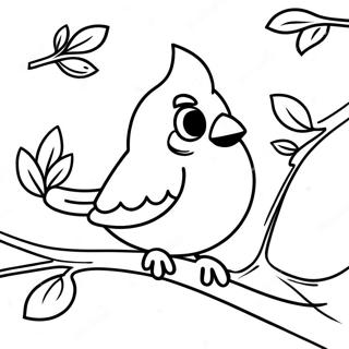 Cute Cardinal Sitting On A Branch Coloring Page 13877-11219