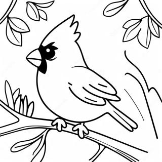 Cute Cardinal Sitting On A Branch Coloring Page 13877-11220