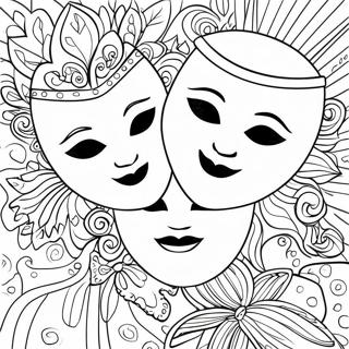 Colorful Theatre Masks Coloring Page 13887-11227