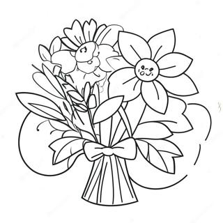 Cute Flower Bouquet Coloring Page 13907-11241