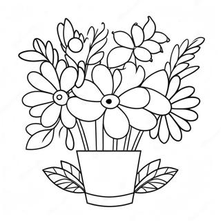 Cute Flower Bouquet Coloring Page 13907-11242