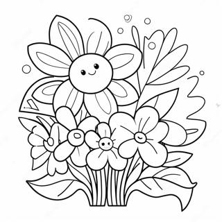 Cute Flower Bouquet Coloring Page 13907-11244