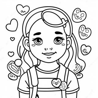 Cute Vsco Girl With Stickers Coloring Page 13977-11297