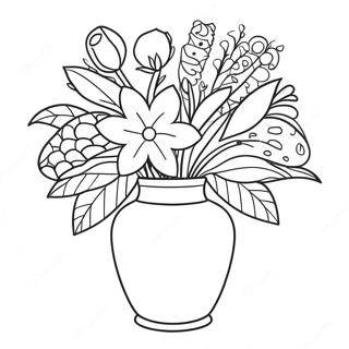 Elegant Flower Vase Coloring Page 13987-11306