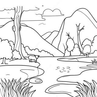 Peaceful Psalm 23 Landscape Coloring Page 13997-11314