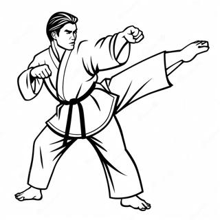 Dynamic Karate Pose Coloring Page 14017-11329