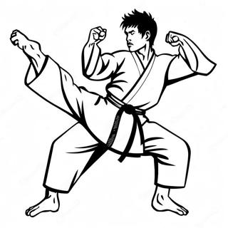 Dynamic Karate Pose Coloring Page 14017-11330