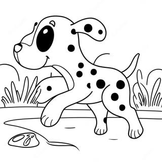 Spotted Dalmatian Playing Fetch Coloring Page 14037-11341