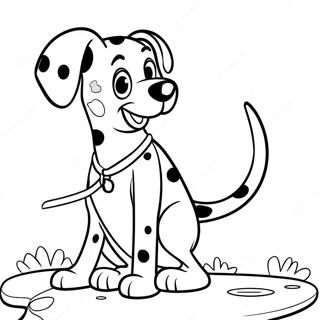 Spotted Dalmatian Playing Fetch Coloring Page 14037-11342