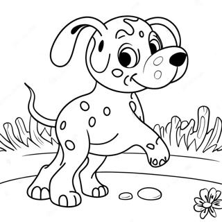 Spotted Dalmatian Playing Fetch Coloring Page 14037-11344