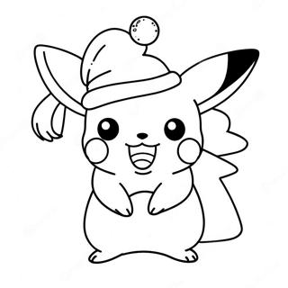 Festive Pikachu With Santa Hat Coloring Page 14087-11387