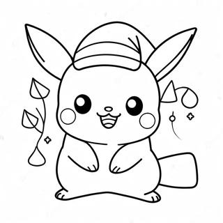 Festive Pikachu With Santa Hat Coloring Page 14087-11388