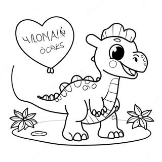 Dinosaur Valentine Coloring Page 14156-11443