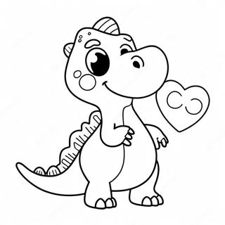 Cute Dinosaur With Heart Coloring Page 14157-11437