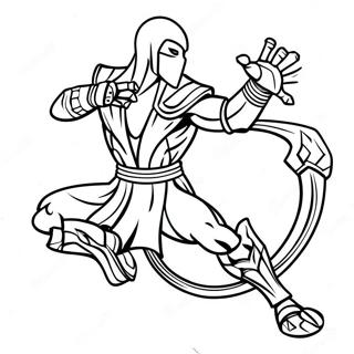 Scorpion Mortal Kombat Action Pose Coloring Page 14196-11471