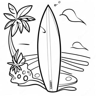 Colorful Surfboard With Tropical Background Coloring Page 14440-11674