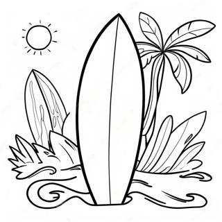 Colorful Surfboard With Tropical Background Coloring Page 14440-11675