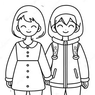 Cute Anime Couple Holding Hands Coloring Page 14469-11686